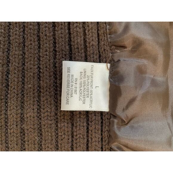 Sweater Vest,‎ Faux Fur and Ribbed Back Sweater Vest, Ladies Large - Picture 5 of 5